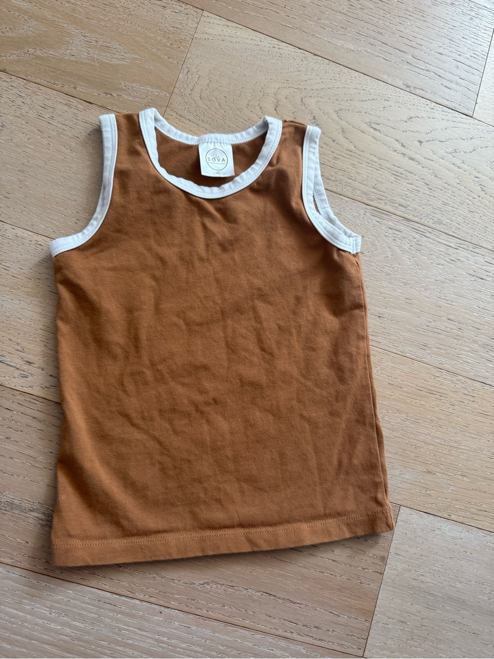 Sova Kids organic cotton Tan Tank Top with White Trim by Sova 2T